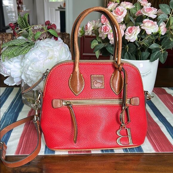Dooney & Bourke Red Leather Satchel with DB medallion - Picture 1 of 12